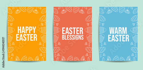 Happy Easter Greeting Card Set for Spring Holiday Message Social Media Post Website Banner and Seasonal Marketing