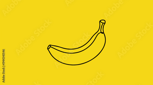 Simple banana illustration on a bright yellow background.