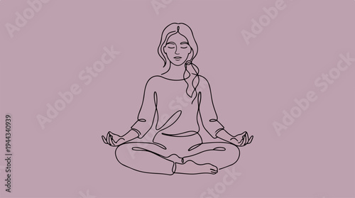 Woman meditating in lotus position, achieving inner peace and mindfulness.