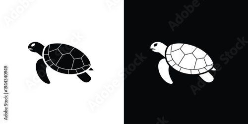 Turtle Silhouette Black and White Illustration
