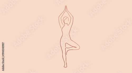 Yoga pose illustration - A woman in a tree pose.