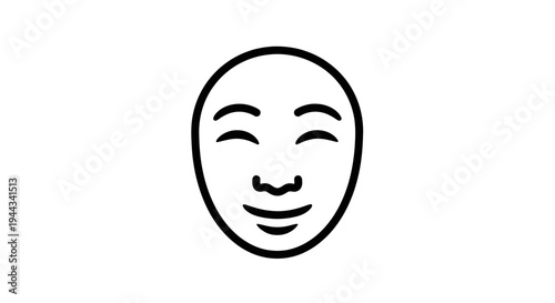 Smiling Face Icon, Simple Line Art, Happiness Symbol, Positive Emotion