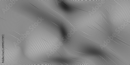 Abstract pattern.  Texture with wavy, curves lines. Optical art background. Wave design black and white. Digital image with a psychedelic stripes. Vector illustration