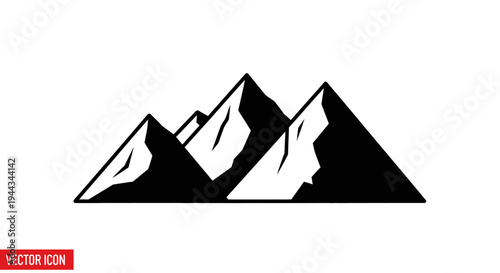 Black and white mountain range peaks.