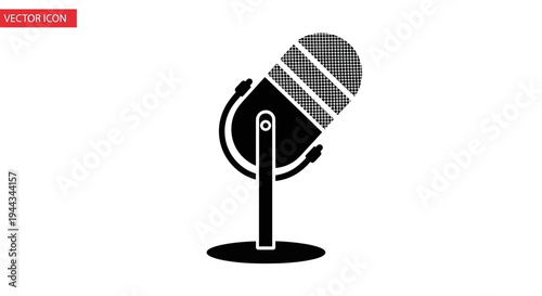 Black and white microphone on stand.