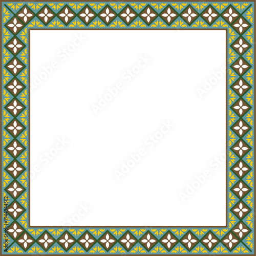 Vector colored square classic renaissance ornament. Rectangle, european border, revival style frame
