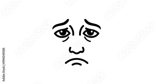 Sad Face Emoji Drawing with Tired Eyes and Frown