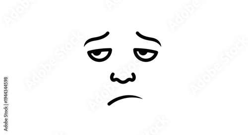 Sad Face Emoji Cartoon Drawing - Feeling Down, Bored, or Tired Expression