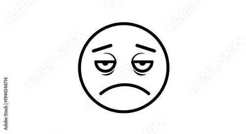 Sad Tired Face Emoji Icon - Exhausted Emotion, Boredom, Fatigue, Unhappy Expression