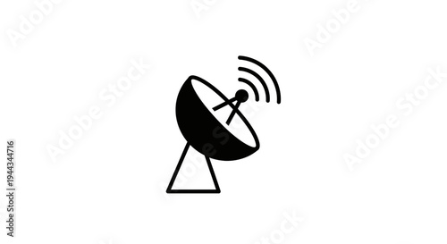 Satellite Dish Icon with Signal Waves, Technology and Communication Concept
