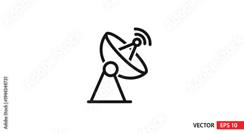 Satellite Dish Icon, Communication Technology, Signal Transmission, Network Connection, Data Transfer