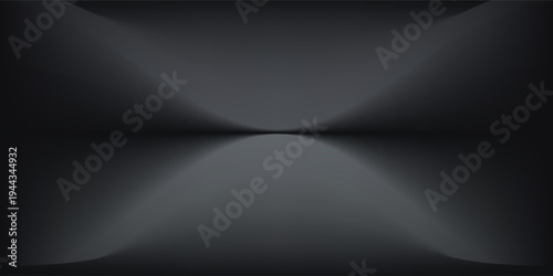 Black studio room. Limbo dark grey spotlight background. Abstract 3d backdrop for product presentation. Minimal wall scene. Showcase, promotion display. Vector stage mockup illustration