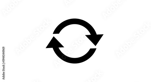 Black circular arrow recycle symbol icon.