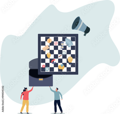 Marketing strategy with smart, effective business moves.person's life situation and his activities.