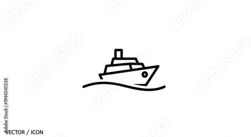 Modern Yacht Icon on Water, Minimalist Vector Ship Illustration