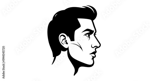 Profile Silhouette of a Handsome Man with Stylish Haircut