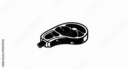 Black and white illustration of a raw steak with a bone