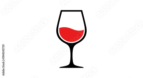 Red Wine Glass Icon, Simple Vector Illustration, Minimalist Design