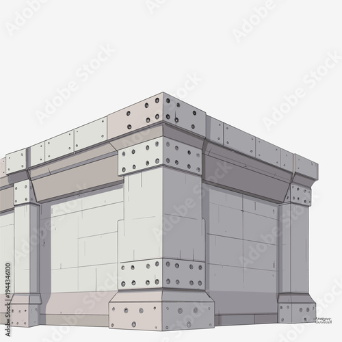 Abstract Brutalist Architecture Grid Pattern in Concrete