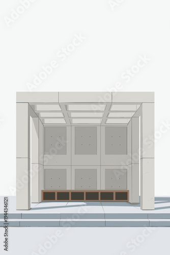 Abstract Brutalist Architecture Grid Pattern in Concrete