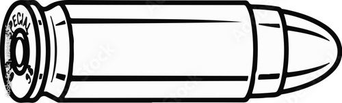 Black and white illustration of a single bullet cartridge