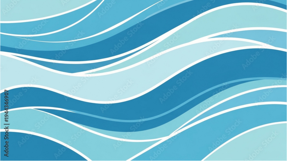 Fototapeta premium Wavy blue lines form an abstract ocean wave pattern