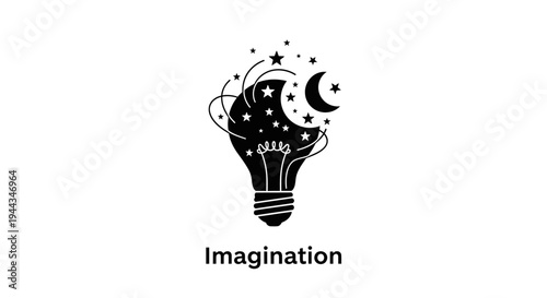 Black light bulb with imagination concept.