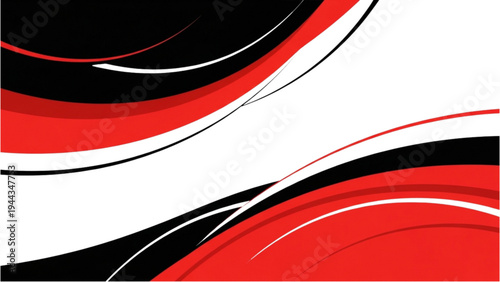 Abstract art features red and black swirling shapes on white background
