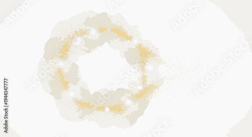 Abstract Soft Circle Frame with Glittering Particles on White Background