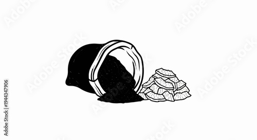 Black seeds spilling from a pot beside a pile of sliced fruit