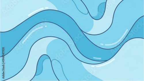 Wavy lines form a stylized illustration of liquid motion on a smooth surface