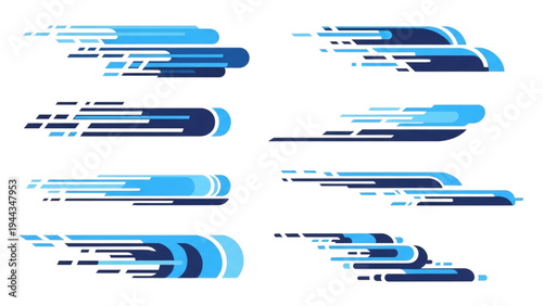 Graphic designer creates abstract blue and gray illustrations.