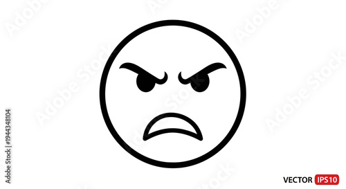 Angry Face Emoji Icon - Vector Illustration of Negative Emotion
