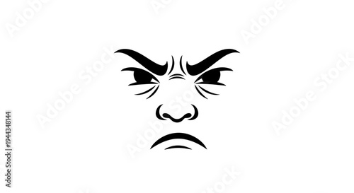 Angry Face Icon, Frowning Expression, Negative Emotion, Aggressive Mood, Displeased Human Face