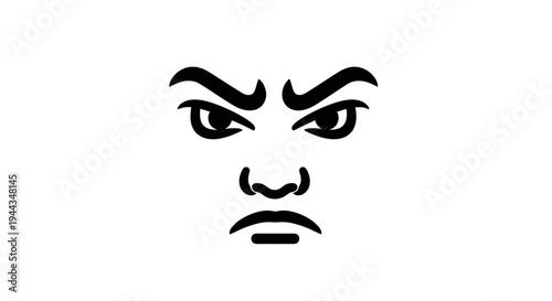 Angry Face Icon, Frowning Expression, Negative Emotion, Displeased Mood, Aggressive Look