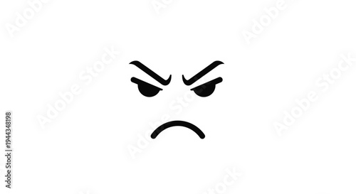 Angry Face Icon, Negative Emotion, Frustration, Displeasure, Cartoon Style