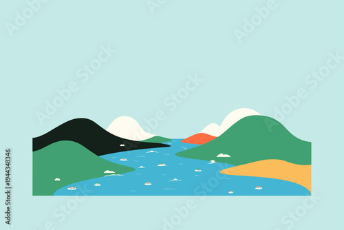 Abstract Topographic Contour Lines Forming a Mountain Valley