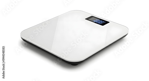A sleek digital scale on a white background for health and fitness tracking purposes