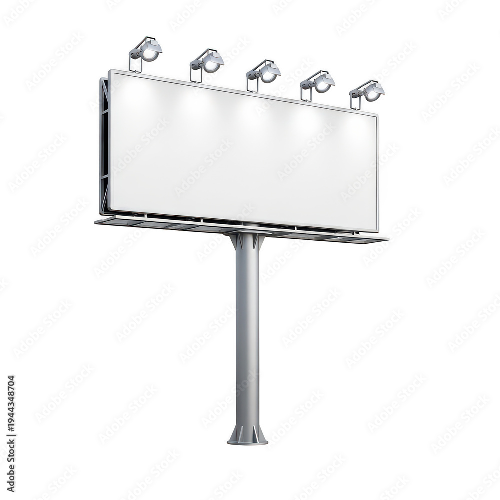 Obraz premium Large billboard standing on a metal framework with four spotlights on top