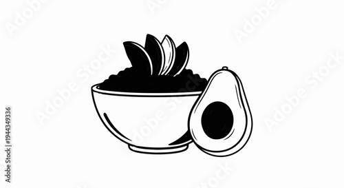 Bowl of mashed avocado with chips and half a fruit