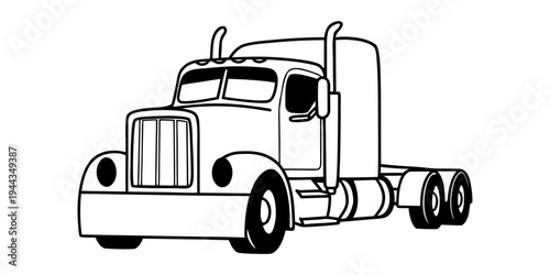 A detailed illustration of a semi truck with a white cab and a long trailer.