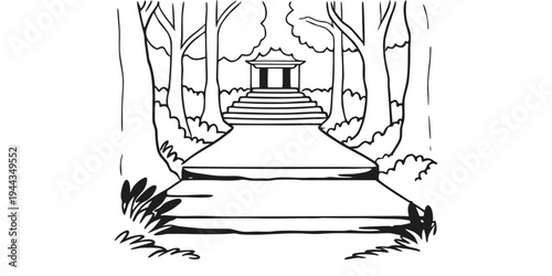 A detailed drawing of a grand bed with ornate columns and a canopy in a luxurious bedroom.