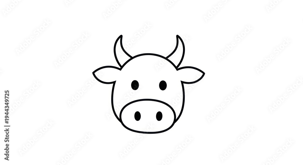 Fototapeta premium Minimalist Illustration of a Friendly Cow's Face