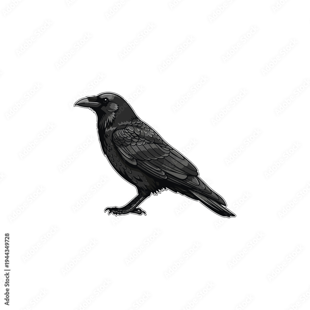 Fototapeta premium crow on a white background