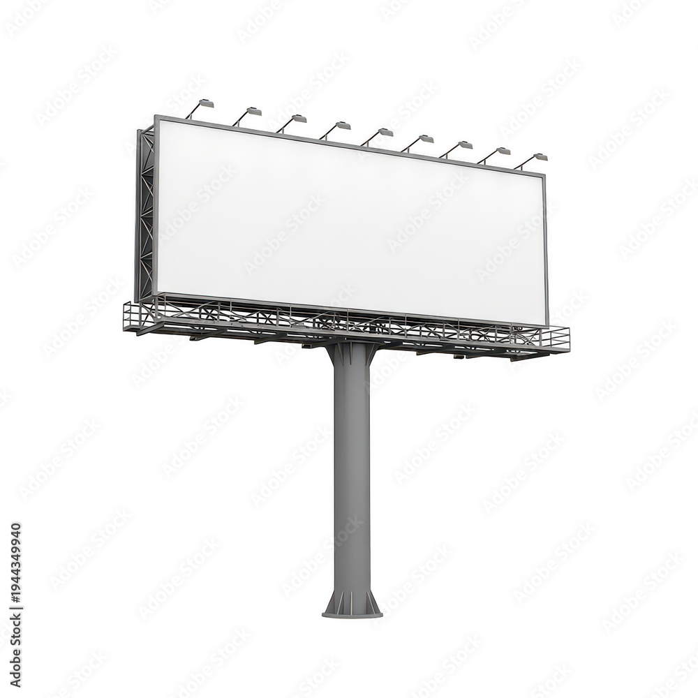 Obraz premium Empty billboard standing on a metal pole in an outdoor setting