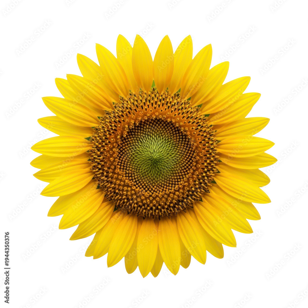 Fototapeta premium A large yellow sunflower on transparent background