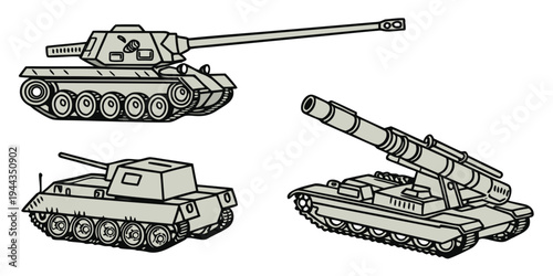 Three different types of tanks, each with their own unique features and designs.