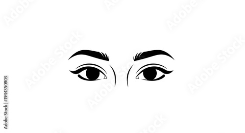 Elegant Woman's Eyes with Eyeliner and Mascara, Minimalist Black and White Beauty Illustration