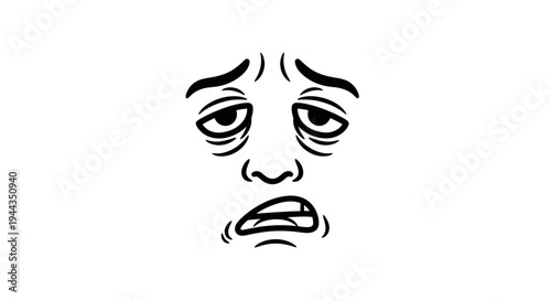 Exhausted Face Expression, Tired Eyes, Stressed Mood, Overwhelmed Emotion