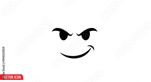 Evil Grinning Face Icon Vector Illustration - Sinister Smile and Winking Eye